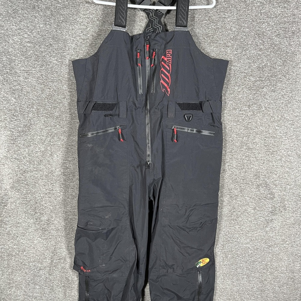 Bass Pro Shops 100 MPH Pants Mens LT Black Gore-Tex Rain Bib Fishing Waterproof